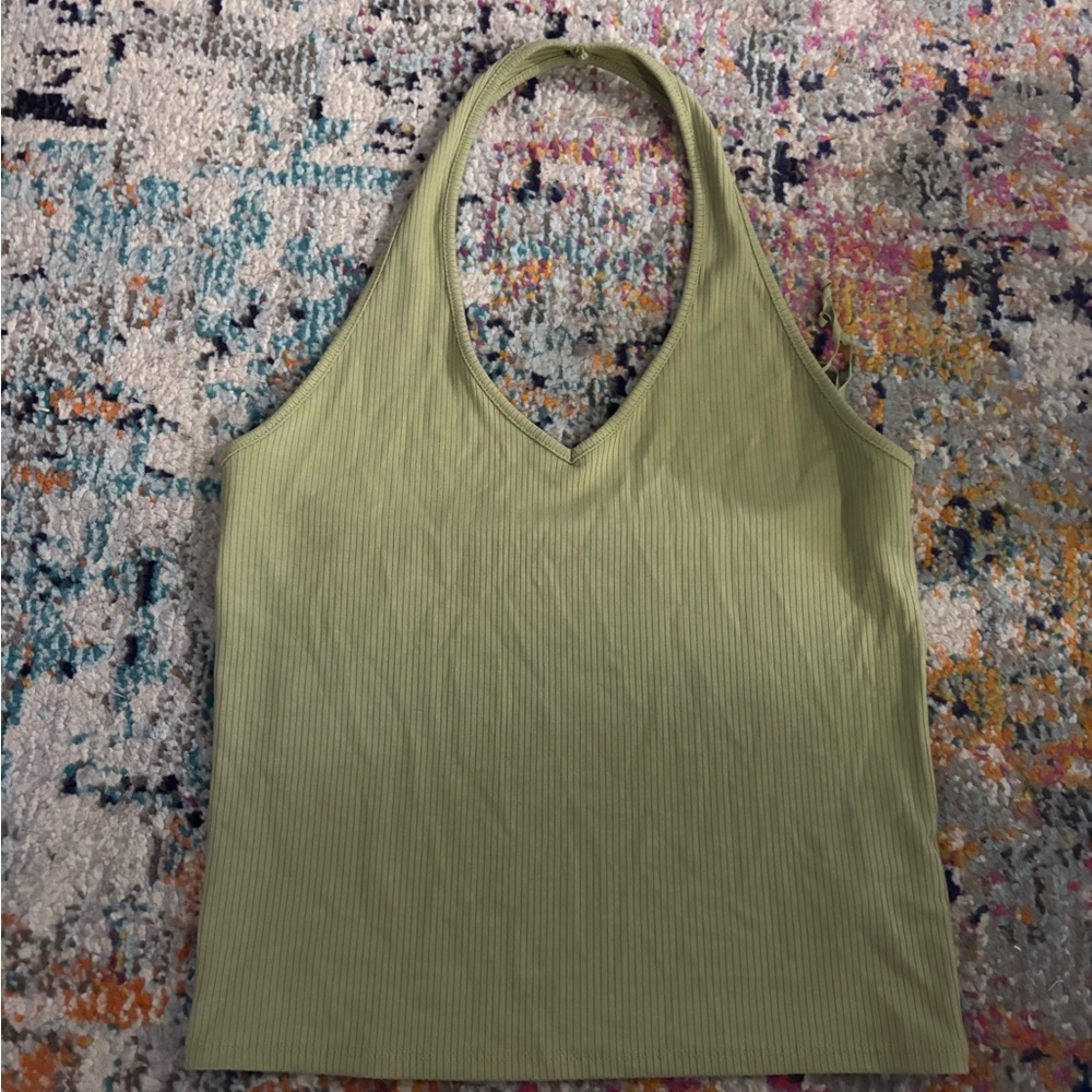 Green Ribbed Women's Top